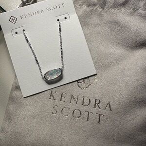 Elisa Rhodium Necklace in white iridescent glitter BRAND NWT and dust bag.